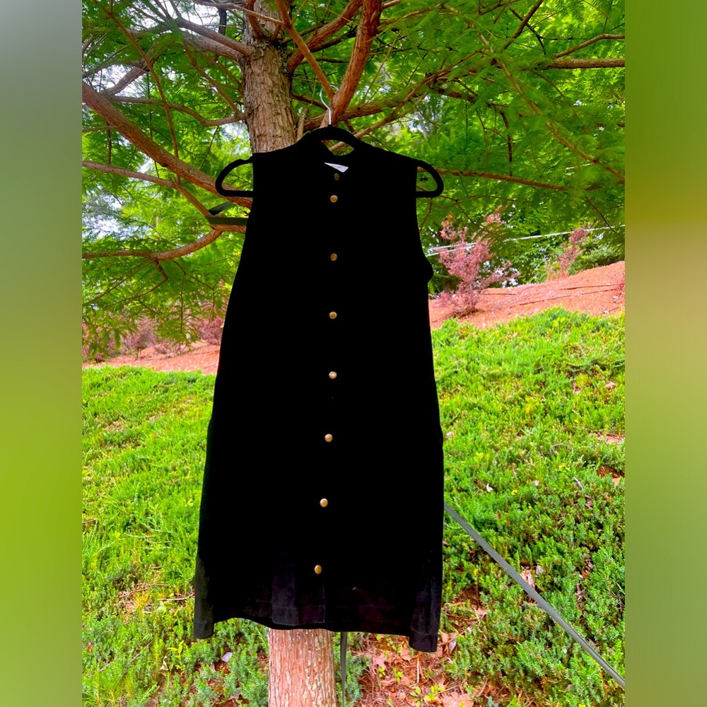 SALE 🎉BILLY REID button up dark black suede sleeveless dress Excellent cond